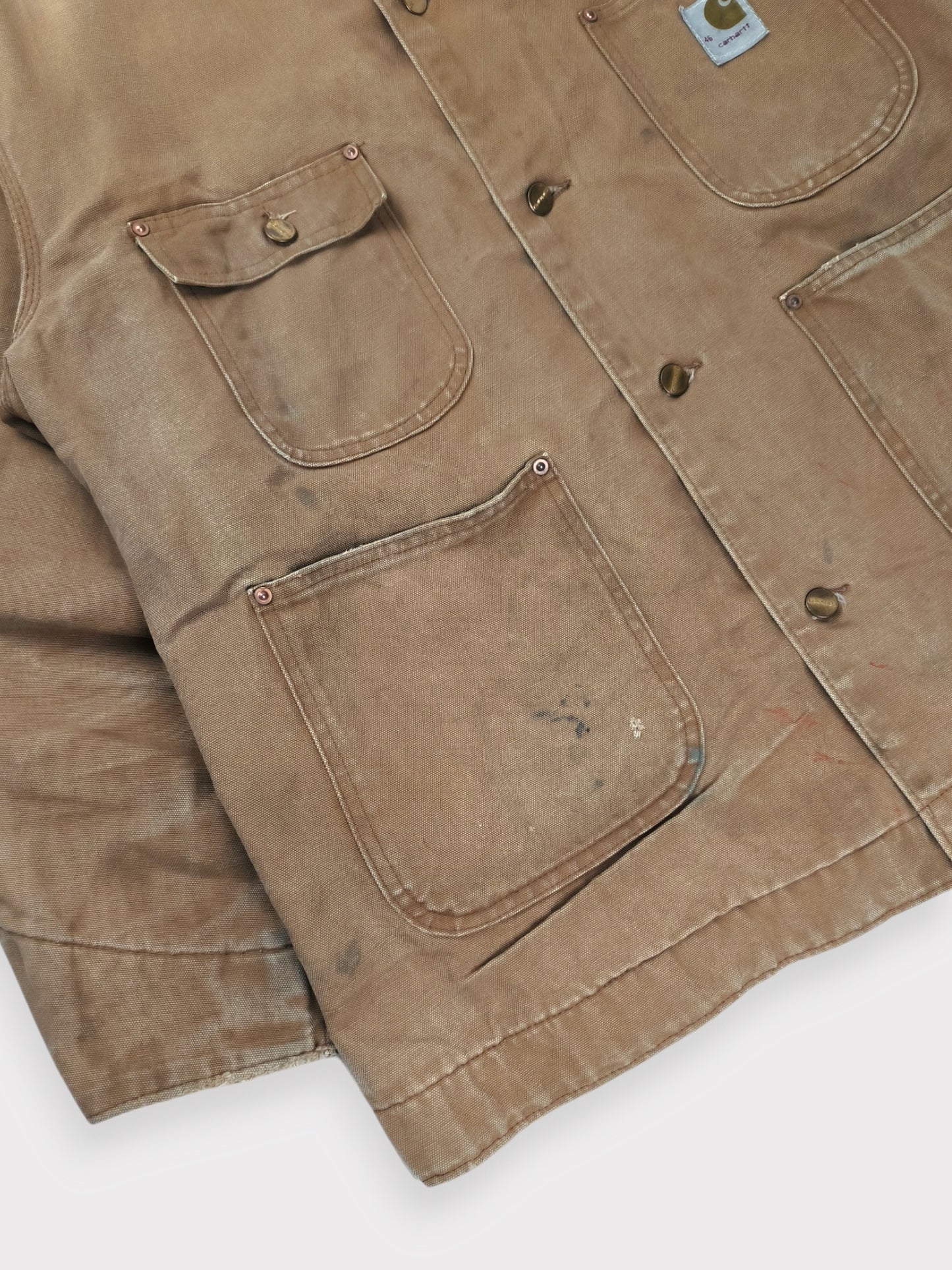 Carhartt USA 1969 Duck Brown Blanket Lined Chore Coat 6BLC size 46