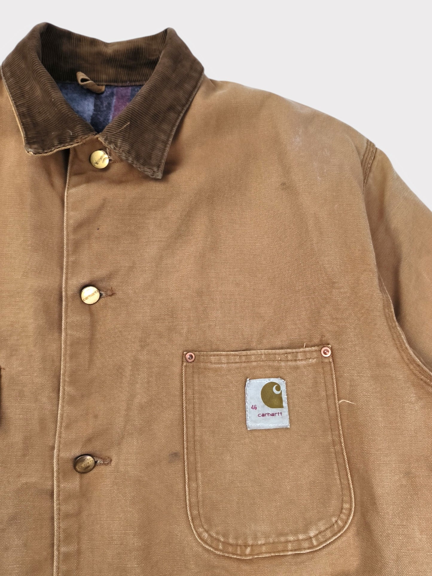 Carhartt USA 1969 Duck Brown Blanket Lined Chore Coat 6BLC size 46